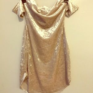 Off the shoulder velvet mini dress